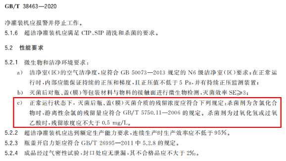 过氧乙酸残留标准