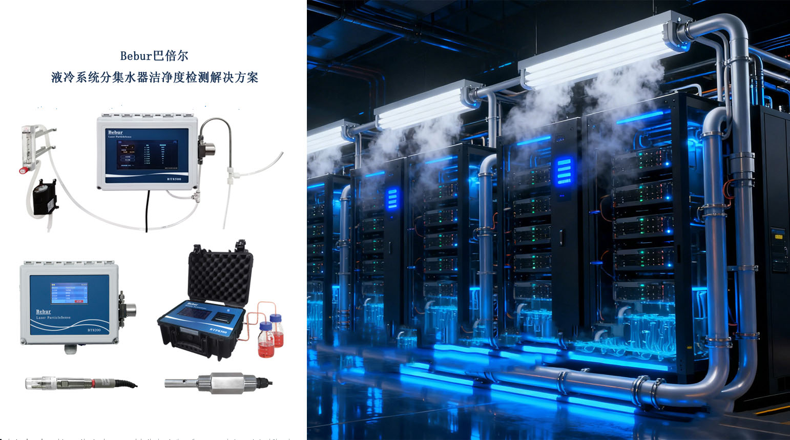 Bebur巴倍尔液冷系统分集水器洁净度检测解决方案